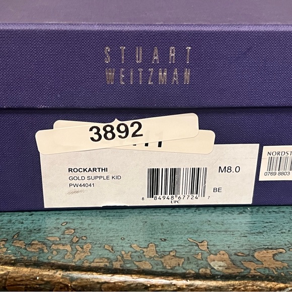 New Stuart Weitzman Slingback Gold Heels w/ Crystals (Size 8M) - Picture 15 of 16